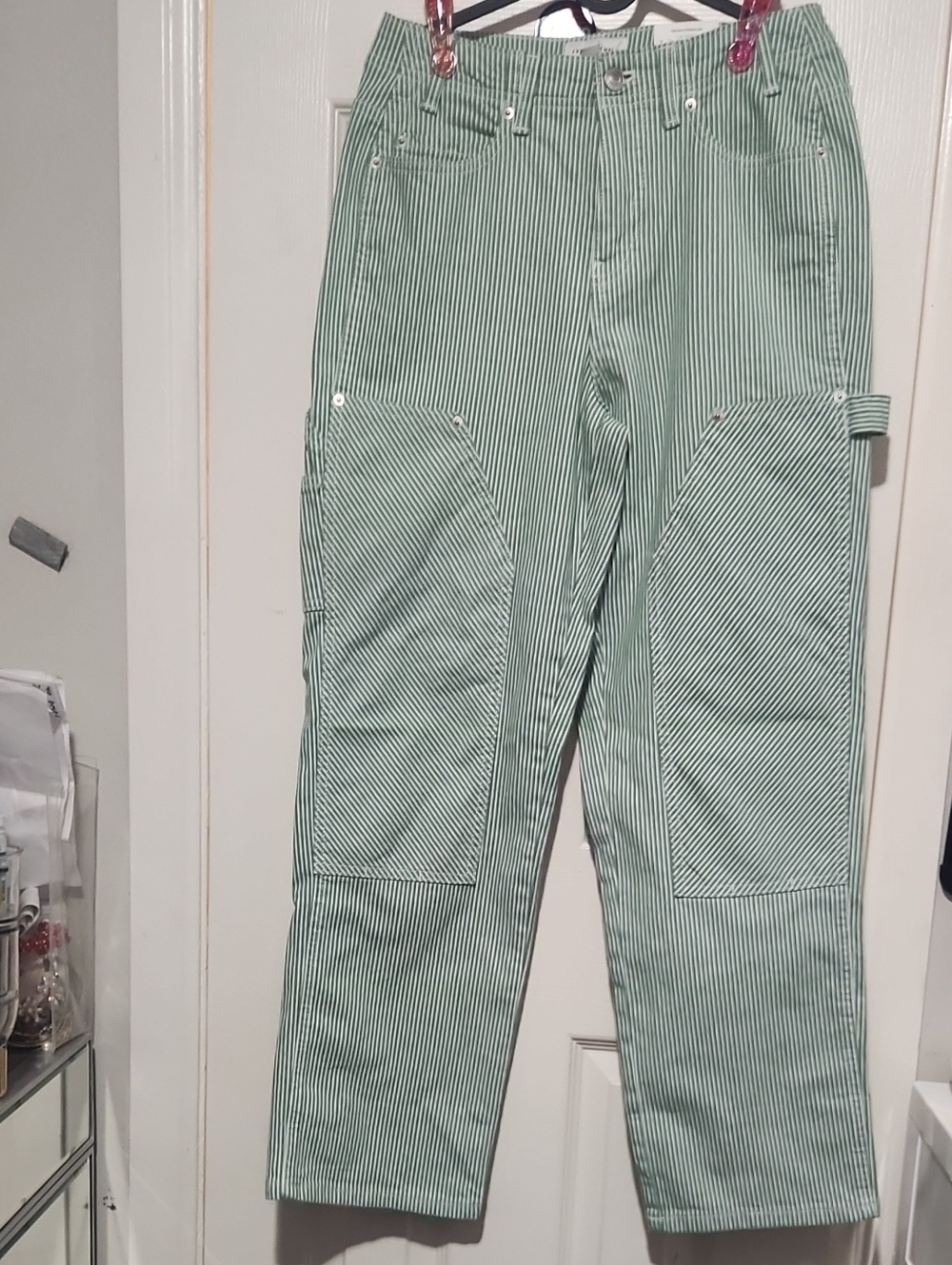 Women Green Stripe  Pants - Classic  Style. Nice Fit
